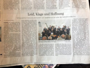 Göttinger Tageblatt vom 28.1.2020; Konzertkritik Synagogalchor Hannover